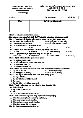 Đề kiểm tra học kỳ II môn Sinh học Lớp 8 - Mã đề 565 - Năm học 2016-2017 - Trường THCS Tân Quang
